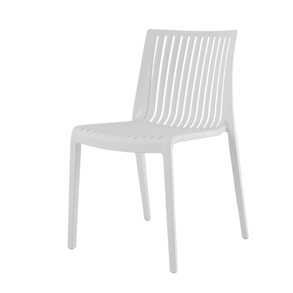 Set of Two White Heavy Duty Plastic Outdoor Stacking Accent Chairs HomeRoots