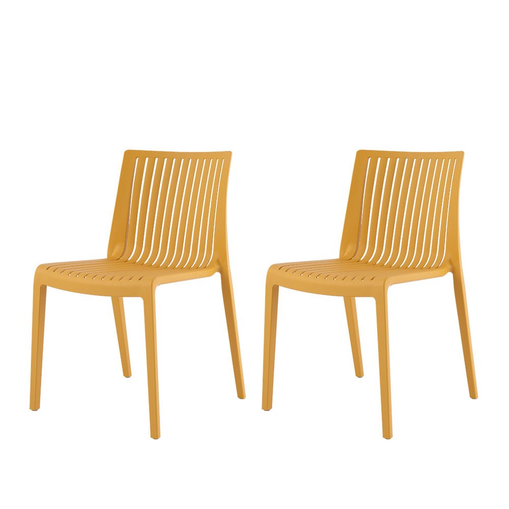 Set of Two Gold Heavy Duty Plastic Outdoor Stacking Accent Chairs HomeRoots