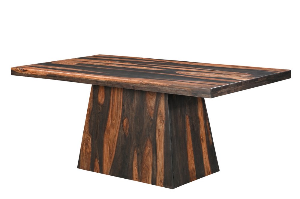 75" Brown Solid Wood Pedestal Base Dining Table HomeRoots