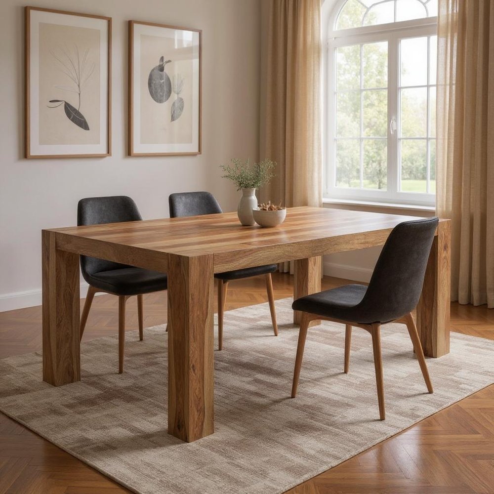 75" Brown Solid Wood Dining Table HomeRoots
