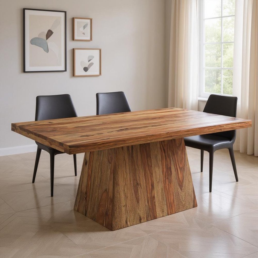 75" Brown Wood Pedestal Base Dining Table HomeRoots