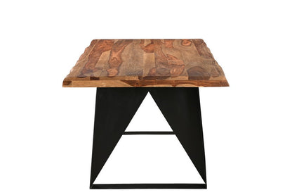 80" Brown and Black Solid Wood and Iron Live Edge Dining Table HomeRoots