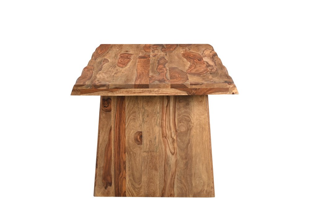 74" Brown Wood Double Pedestal Base Live Edge Dining Table HomeRoots