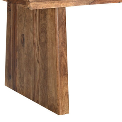74" Brown Wood Double Pedestal Base Live Edge Dining Table HomeRoots