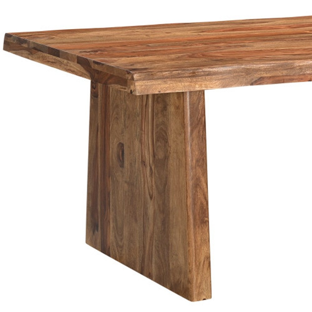 74" Brown Wood Double Pedestal Base Live Edge Dining Table HomeRoots