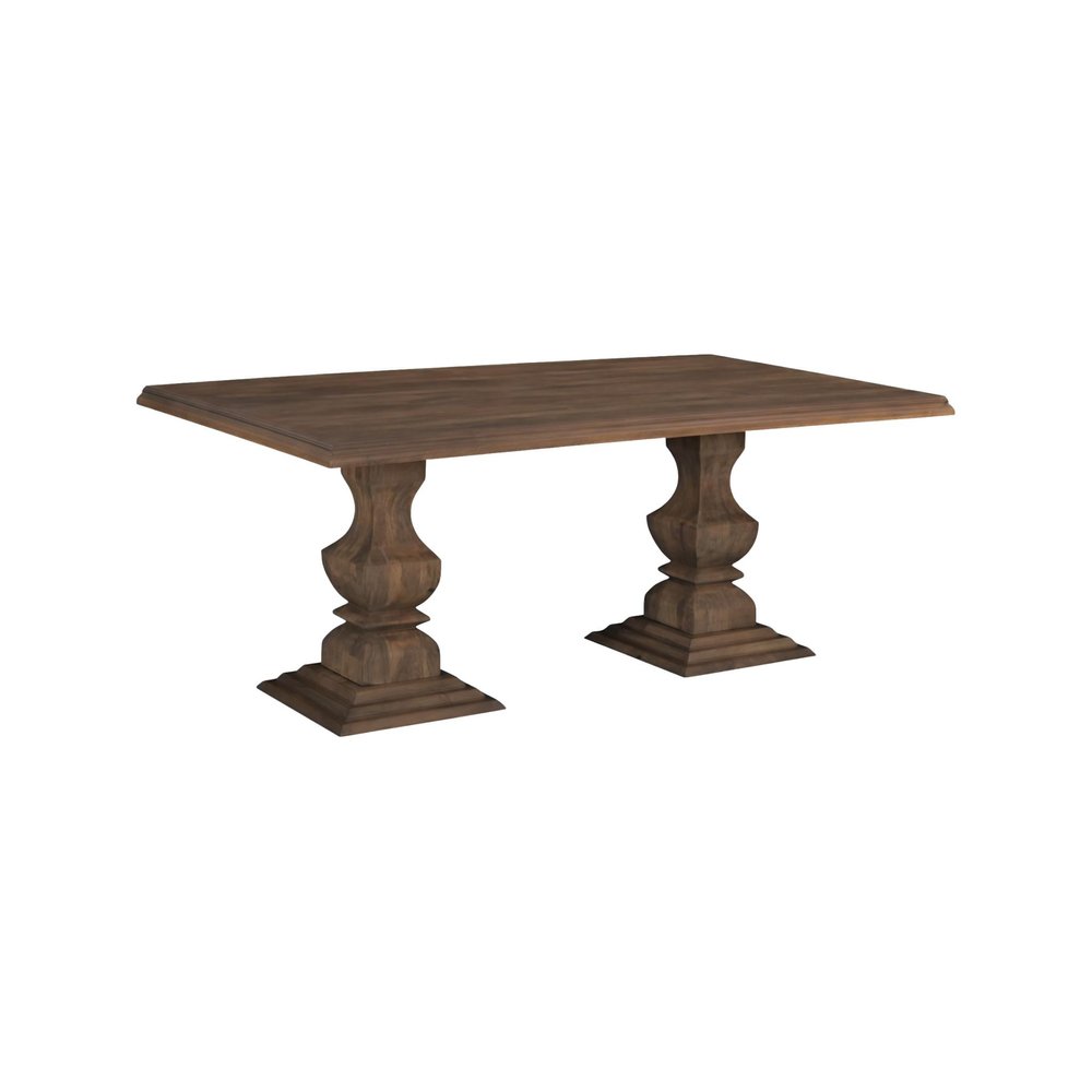 96" Brown Solid Wood Double Pedestal Base Dining Table — view 3