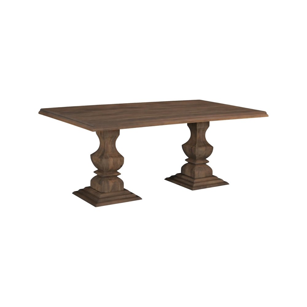 96" Brown Solid Wood Double Pedestal Base Dining Table HomeRoots