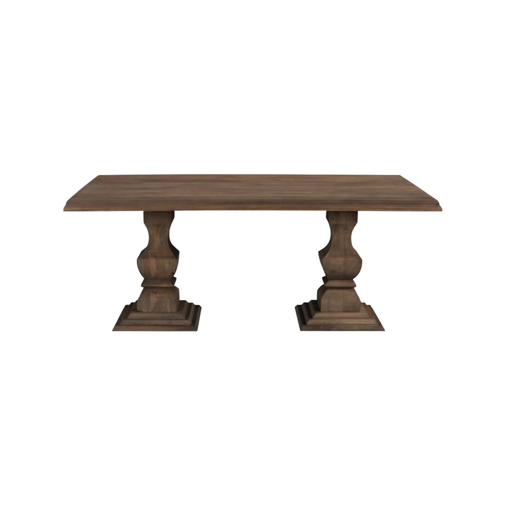 96" Brown Solid Wood Double Pedestal Base Dining Table — view 5
