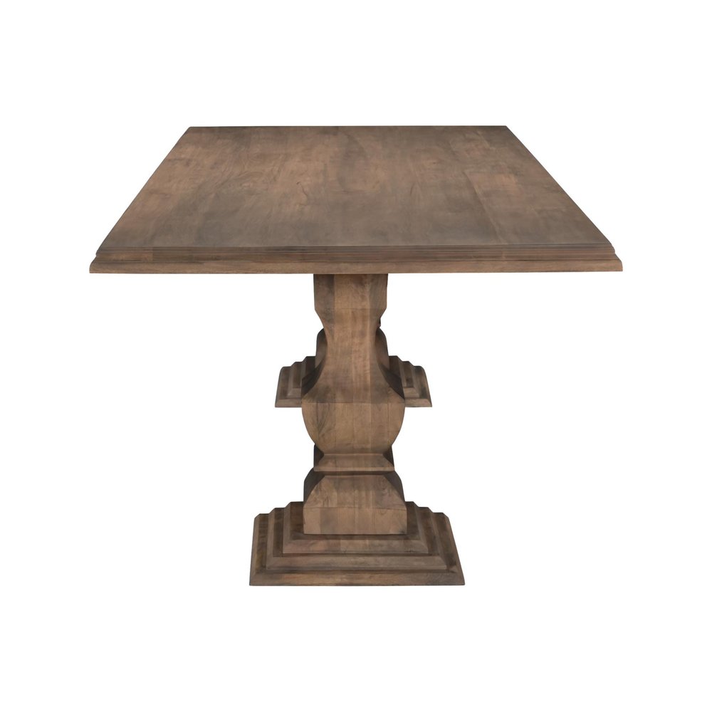 96" Brown Solid Wood Double Pedestal Base Dining Table — view 6