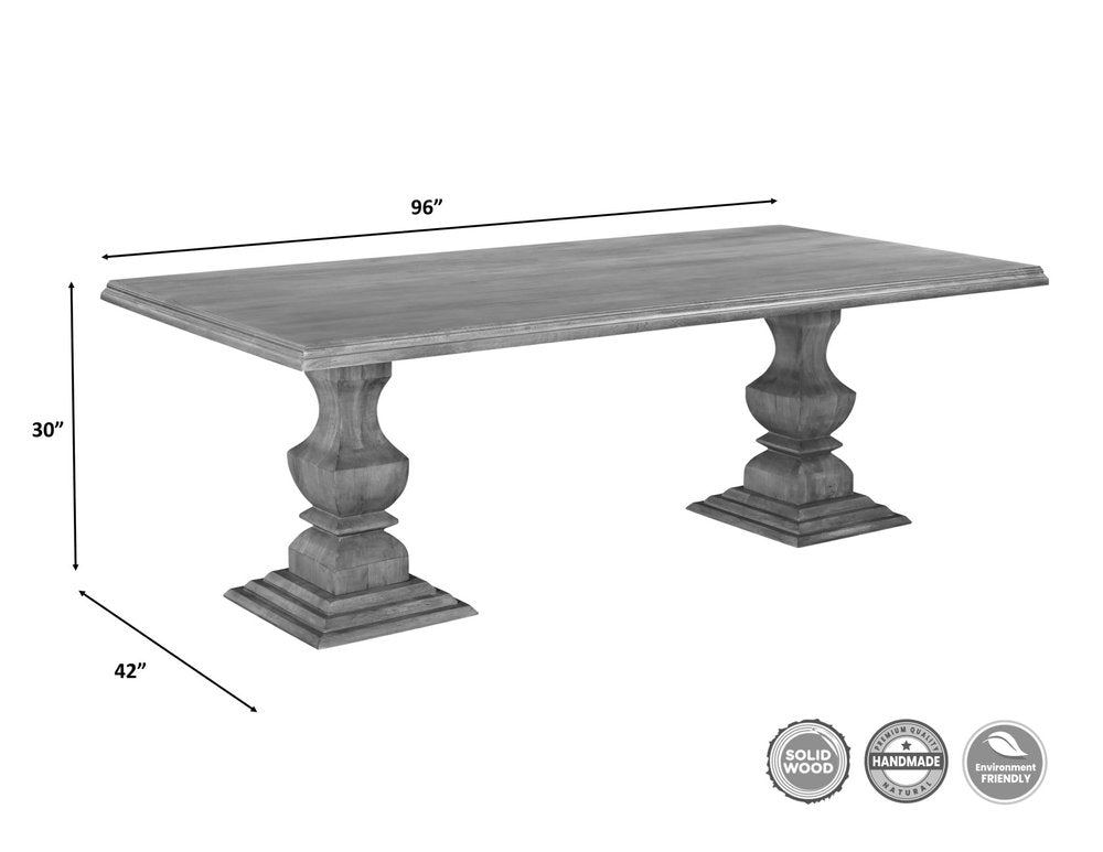 96" Brown Solid Wood Double Pedestal Base Dining Table HomeRoots
