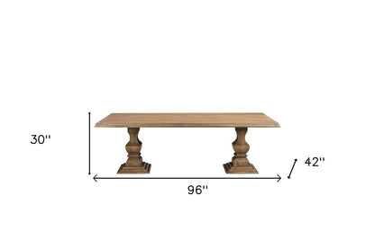 96" Brown Solid Wood Double Pedestal Base Dining Table HomeRoots