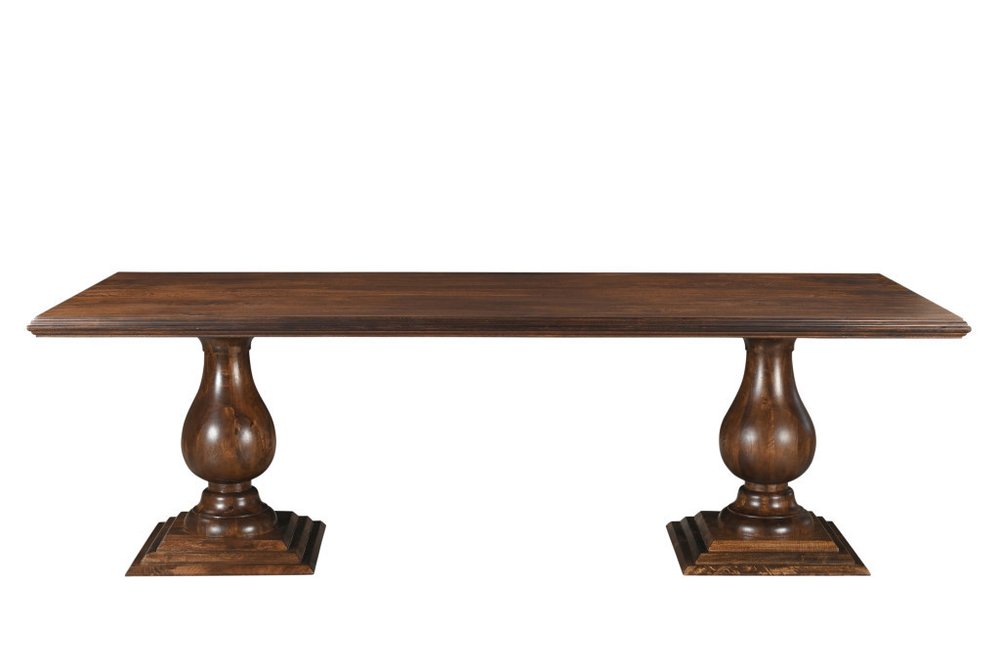 96" Dark Brown Wood Double Pedestal Base Dining Table HomeRoots