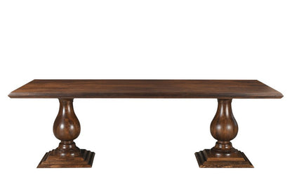 96" Dark Brown Wood Double Pedestal Base Dining Table HomeRoots