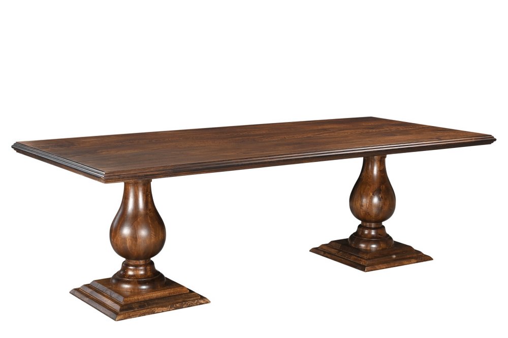 96" Dark Brown Wood Double Pedestal Base Dining Table HomeRoots