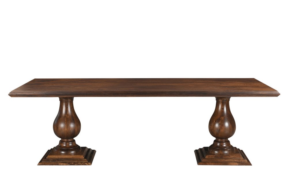 96" Dark Brown Wood Double Pedestal Base Dining Table HomeRoots