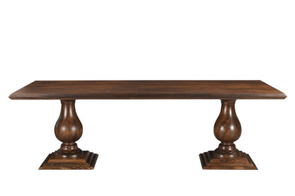96" Dark Brown Wood Double Pedestal Base Dining Table HomeRoots