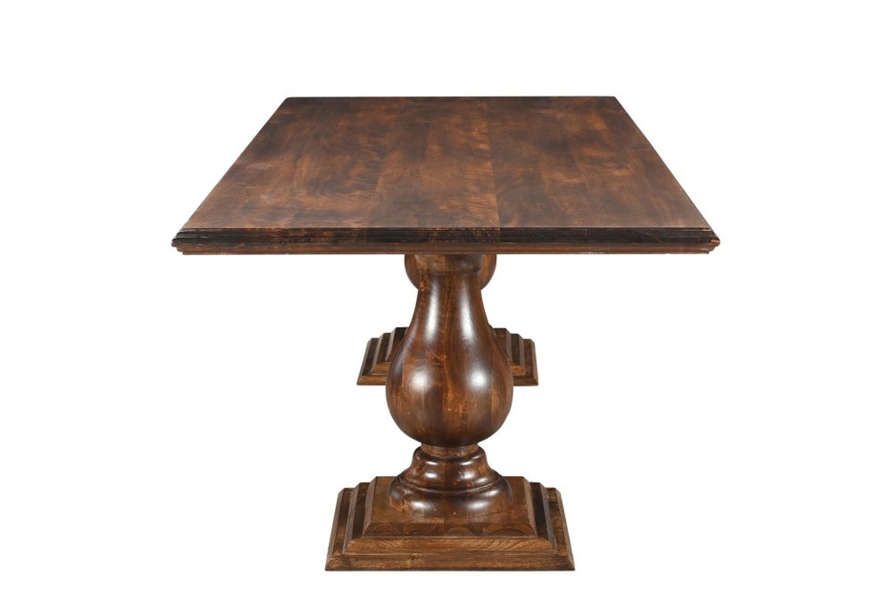 96" Dark Brown Wood Double Pedestal Base Dining Table HomeRoots
