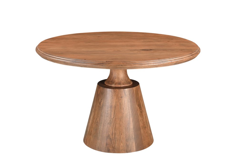48" Natural Wood Pedestal Base Round Top Dining Table HomeRoots