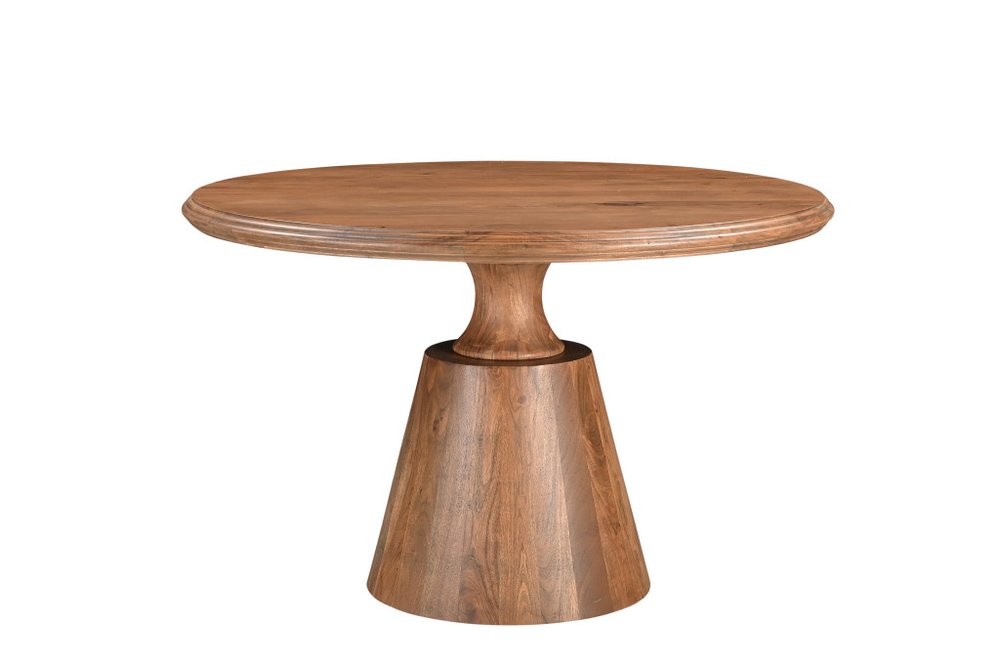 48" Natural Wood Pedestal Base Round Top Dining Table HomeRoots