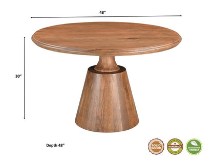 48" Natural Wood Pedestal Base Round Top Dining Table HomeRoots