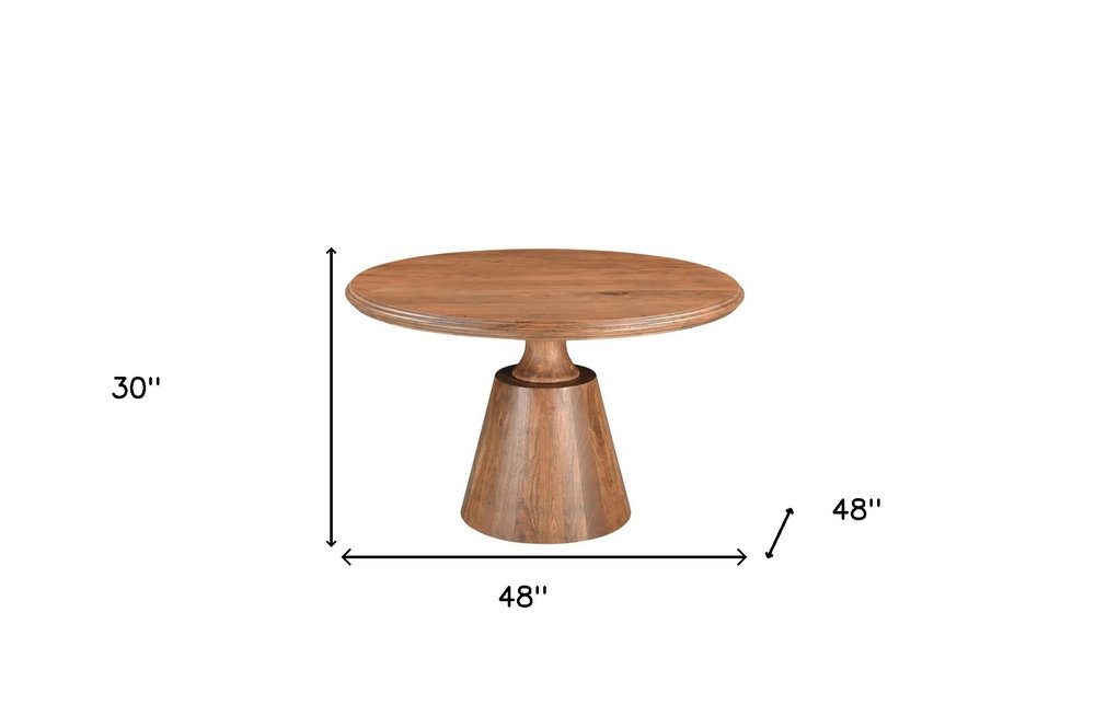 48" Natural Wood Pedestal Base Round Top Dining Table HomeRoots