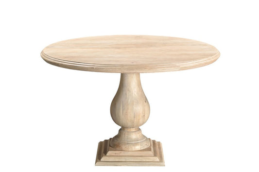 48" Natural Solid Wood Pedestal Base Round Top Dining Table HomeRoots