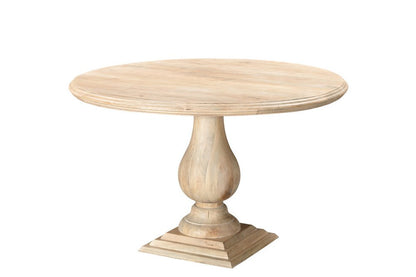 48" Natural Solid Wood Pedestal Base Round Top Dining Table HomeRoots