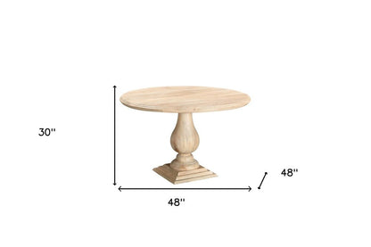 48" Natural Solid Wood Pedestal Base Round Top Dining Table HomeRoots