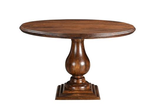 48" Brown Solid Wood Pedestal Base Round Top Dining Table HomeRoots