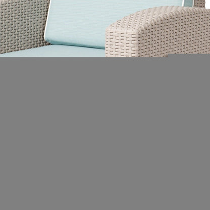 33" Gray Heavy Duty Plastic Outdoor Club Chair With Blue Cushion HomeRoots
