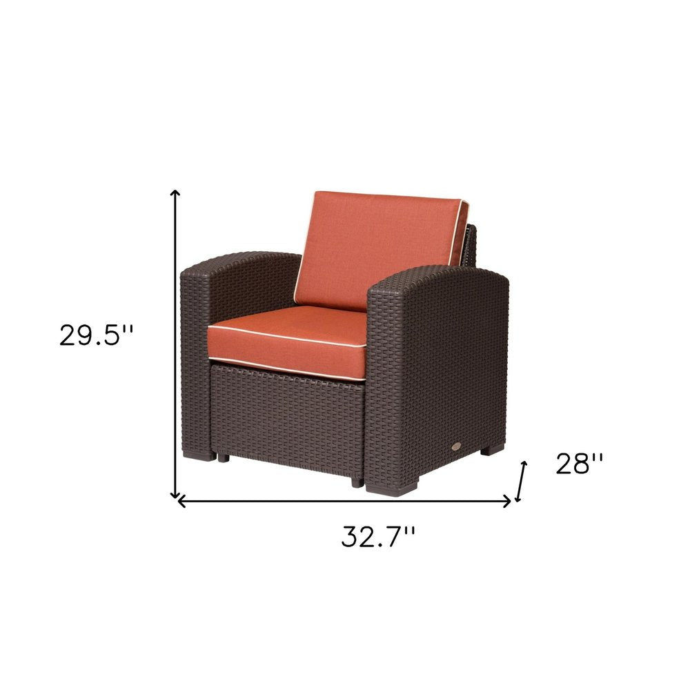 33" Red Heavy Duty Plastic Outdoor Accent Chair with Red Cushion — view 2
