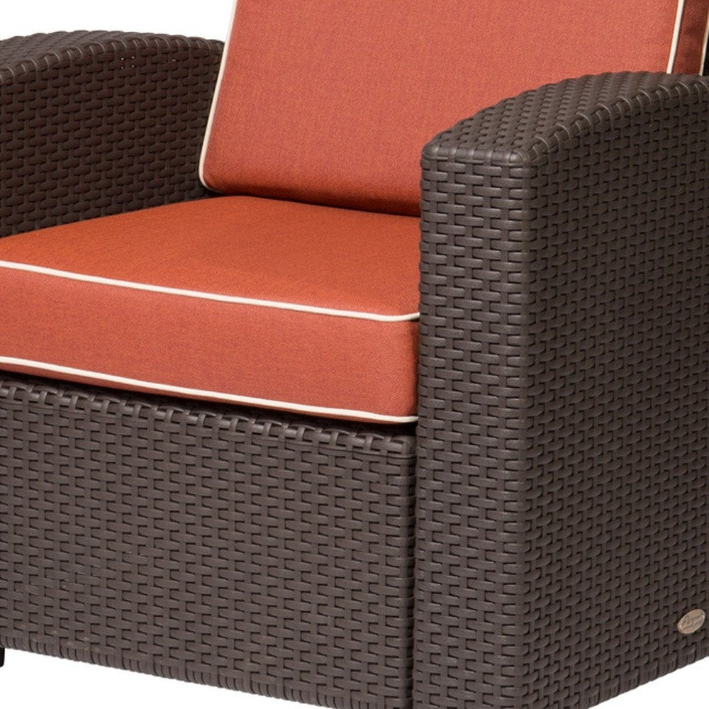 33" Red Heavy Duty Plastic Outdoor Accent Chair with Red Cushion HomeRoots