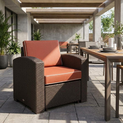 33" Red Heavy Duty Plastic Outdoor Accent Chair with Red Cushion HomeRoots