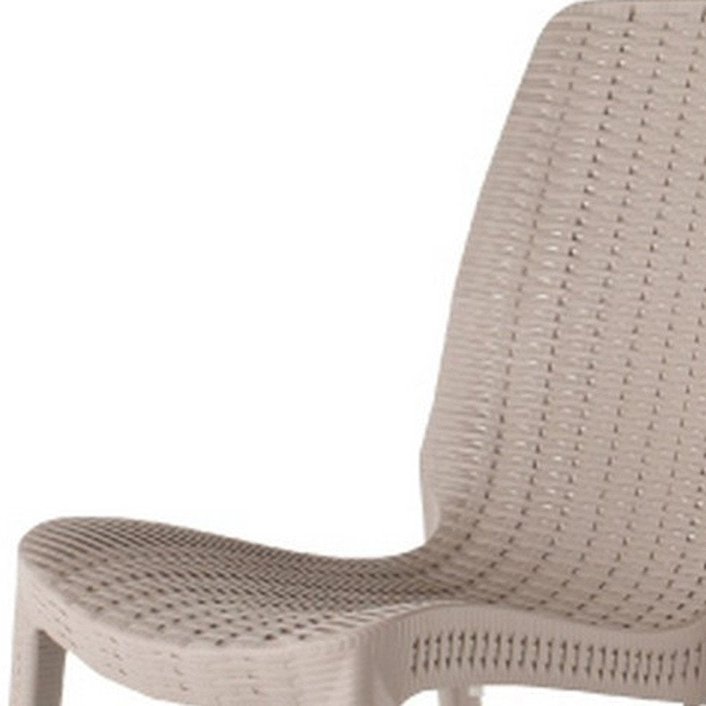 Set of Four Taupe Heavy Duty Plastic Outdoor Stacking Dining Chairs HomeRoots