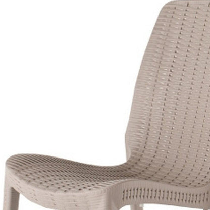 Set of Four Taupe Heavy Duty Plastic Outdoor Stacking Dining Chairs HomeRoots