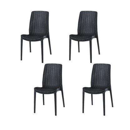 Set of Four Black Heavy Duty Plastic Outdoor Stacking Dining Chairs HomeRoots