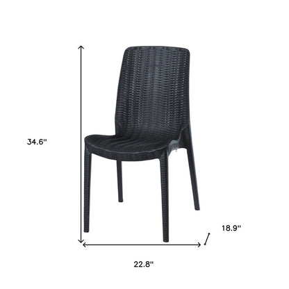 Set of Four Black Heavy Duty Plastic Outdoor Stacking Dining Chairs HomeRoots
