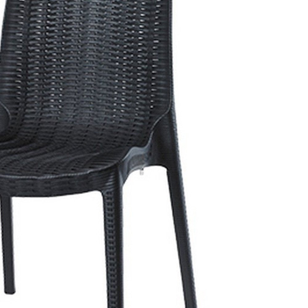 Set of Four Black Heavy Duty Plastic Outdoor Stacking Dining Chairs HomeRoots