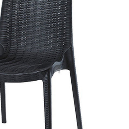 Set of Four Black Heavy Duty Plastic Outdoor Stacking Dining Chairs HomeRoots