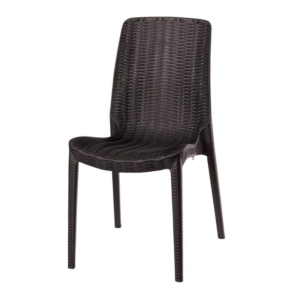 Set of Four Brown Heavy Duty Plastic Outdoor Stacking Dining Chairs HomeRoots