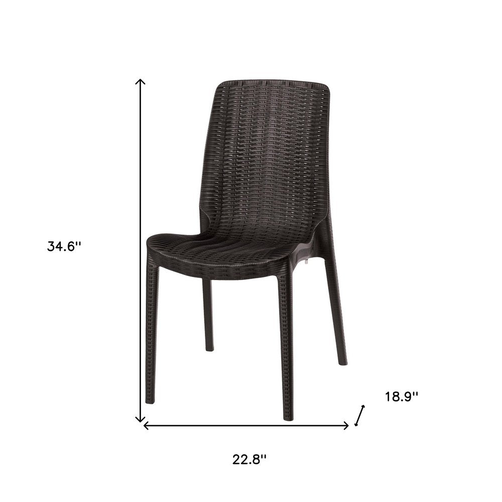 Set of Four Brown Heavy Duty Plastic Outdoor Stacking Dining Chairs HomeRoots