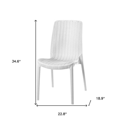 Set of Four White Heavy Duty Plastic Outdoor Stacking Dining Chairs HomeRoots