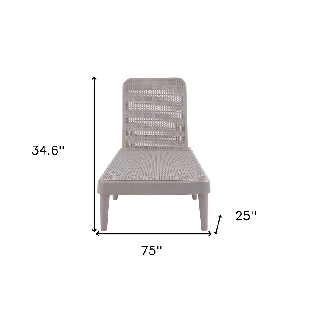 75" Taupe Heavy Duty Plastic Outdoor Stacking Chaise Lounge — view 4