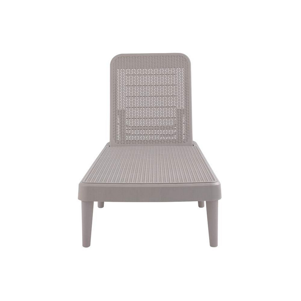 75" Taupe Heavy Duty Plastic Outdoor Stacking Chaise Lounge — view 1