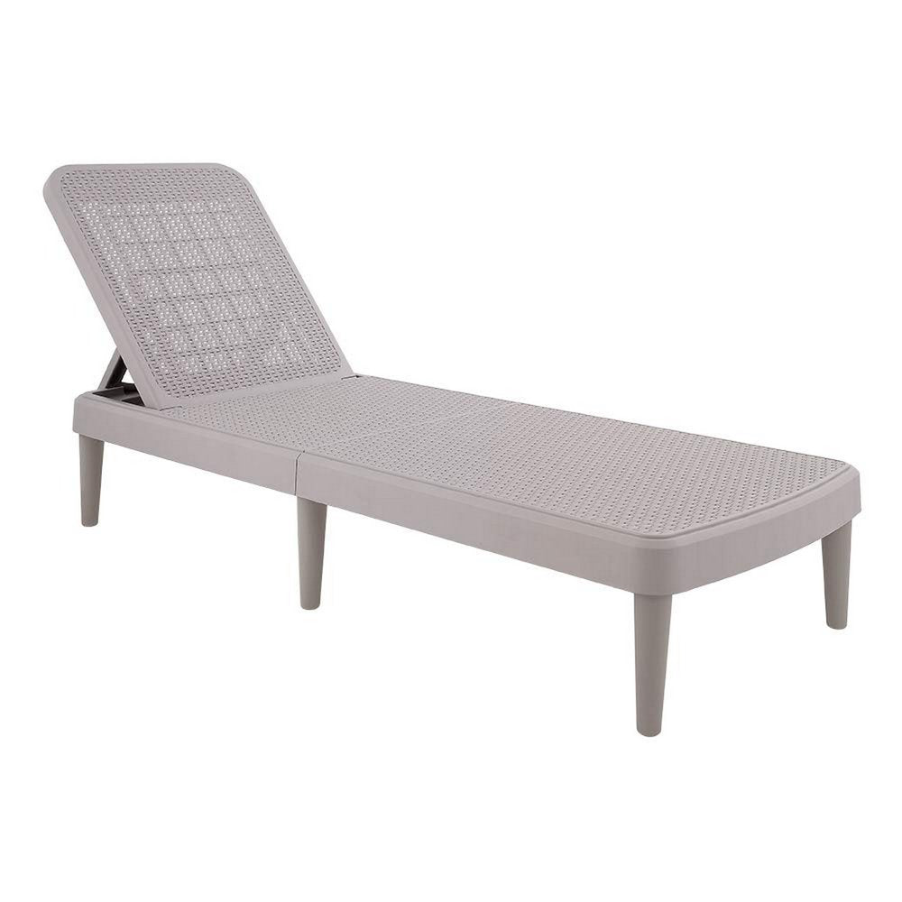 75" Taupe Heavy Duty Plastic Outdoor Stacking Chaise Lounge — view 2