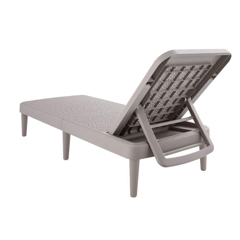75" Taupe Heavy Duty Plastic Outdoor Stacking Chaise Lounge — view 3