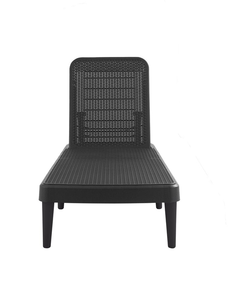 75" Black Heavy Duty Plastic Outdoor Stacking Chaise Lounge — view 1