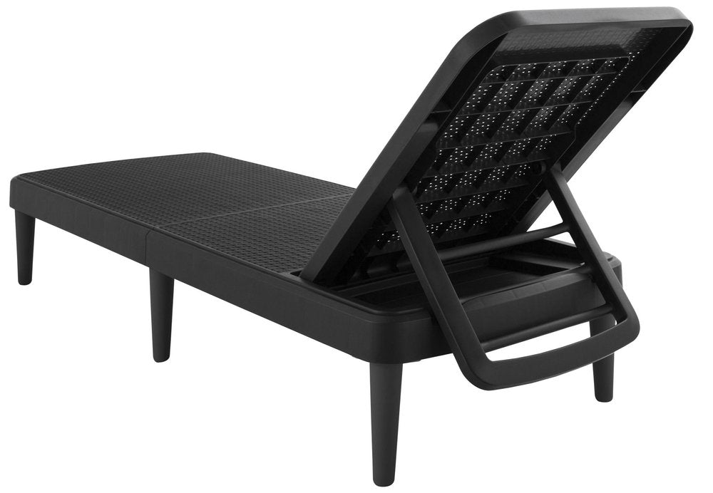 75" Black Heavy Duty Plastic Outdoor Stacking Chaise Lounge — view 2