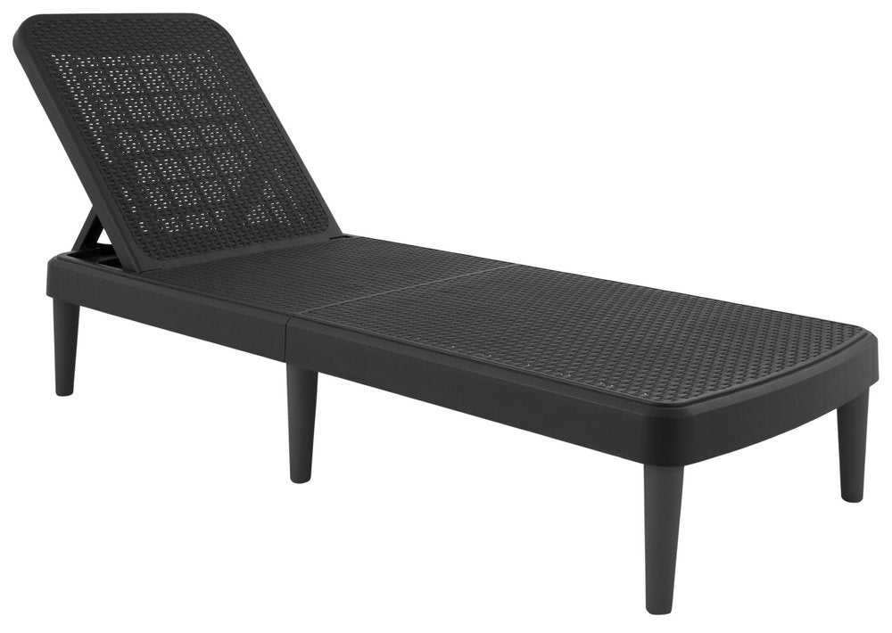 75" Black Heavy Duty Plastic Outdoor Stacking Chaise Lounge — view 3