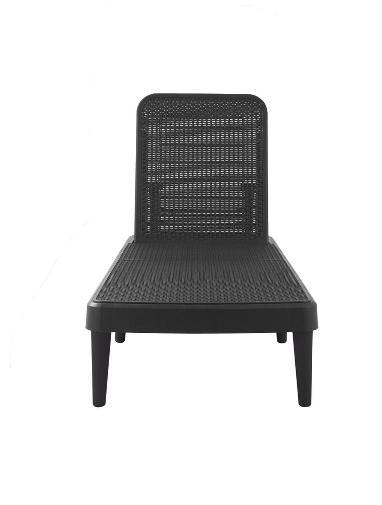 75" Black Heavy Duty Plastic Outdoor Stacking Chaise Lounge — view 5